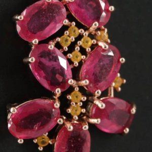 Vintage Ruby & CZ Pendant in Sterling Silver